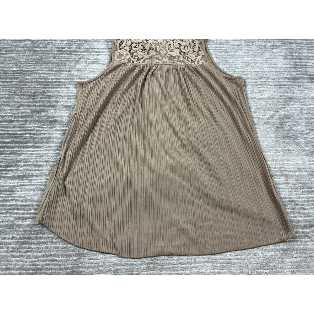 French Laundry Top Womens Large‎ Brown Sleeveless Button Up Lace Polyester - Picture 8 of 10